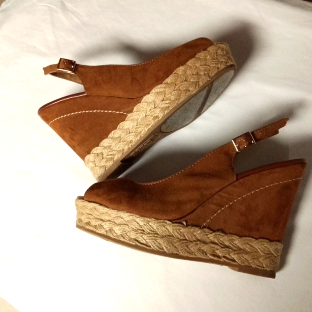 BRASH SUEDE OPENTOE SLINGBACK WEDGES